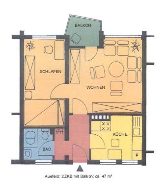Hübsche 2-Zimmer-Wohnung im 4. Obergeschoss