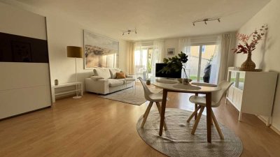 Modern Möbliertes Apartment mit Terrasse und kleinem Garten, TG, IN-West-zw. Audi und Stadtmitte