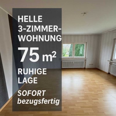 Helle 3-Zimmer-Wohnung – 75 m² – ruhige Lage (30er-Zone) – Ausblick ins Grüne – sofort bezugsfertig!