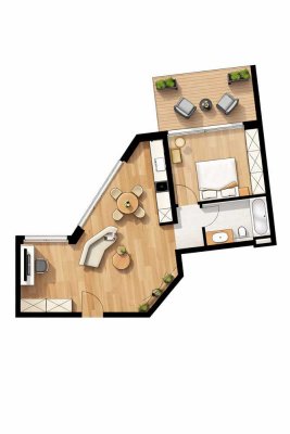 Ruhige Innenhoflage + großer Balkon  Stilvolle 2-Zimmer-Neubauwohnung