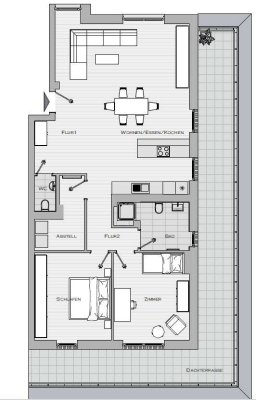 Penthaus: moderne 3-Zimmer-Wohnung in Hargesheim mit Balkon und Tiefgaragenstellplatz