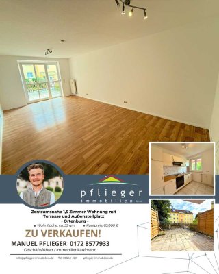 Zentrumsnahe 1,5 Zimmer Wohnung mit Terrasse und Außenstellplatz