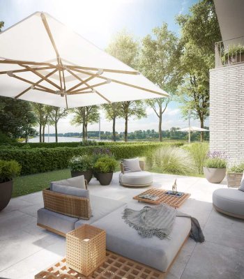 Exklusive Neubauwohnung am Schlosspark mit Rheinblick, großer Terrasse und Sauna (WE 4)