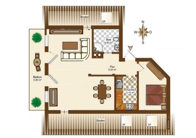 2--Zimmer Dachgeschosswohnung in Vachendorf