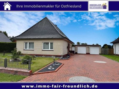 TOP gepflegter Bungalow mit Doppelgarage und großem Garten in Moormerland