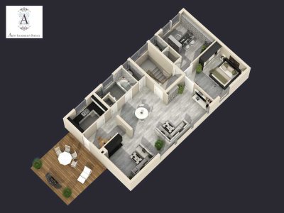 TOLLES Penthouse, 2 Eingänge, KAMIN, 50 m² Wohnzimmer, 25 m² Dachterrasse
