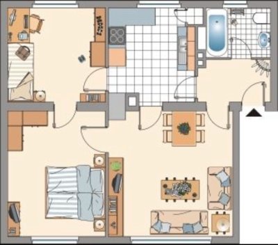 3-Zimmer Wohnung mit Einbauküche