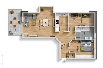 Moderne 3-Zimmer-Dachgeschoss-Wohnung mit großem Balkon in Bielefeld-Brake!