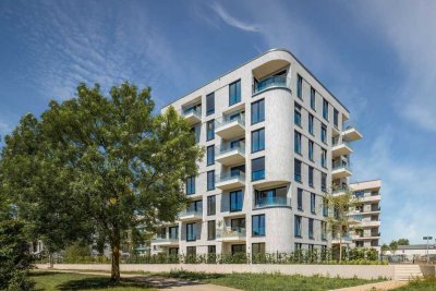 Sofort bezugsfertige 3-Zimmer-Wohnung mit zwei Bädern & Balkon mit unverbaubarem Seeblick in Heerdt