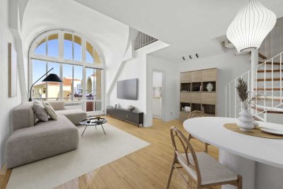 Reserviert!!! Charmante Maisonette-Wohnung Balkon, Galerie, Atelier u. TG - ruhig, grün und sonnig!