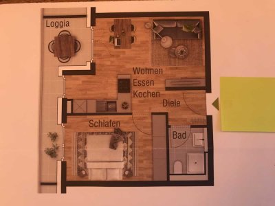 Stilvolle 45 qm-2-Zimmer Wohnung mit geh. Innenausstattung