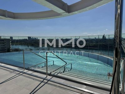 Ausblick, wohin das Auge reicht - Top möbliertes Apartment (Gym, Spa, Pool, Lounges uvm im Haus)