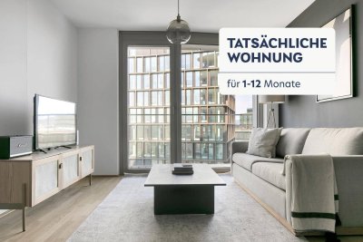 Traumblick über Wien, Belview Tower mit Gym, Wellness &amp; Lounge, 2 Zimmer + Balkon, 11. Stock, U-Bahn (VIE44)