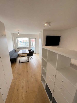 Renovierte & möblierte 1-Zi.-Whg. – Balkon, Lift, TG, Keller – 7 Min. fußl. Harras (U/S)
