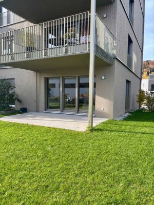 Idyllische 3-Zimmer-Neubauwohnung mit Gartenanteil