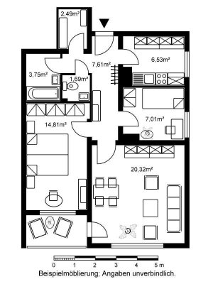 Große 3 Zimmer Wohnung mit Aussicht