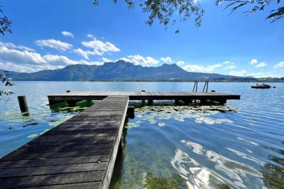 Pole-Position Mondsee!Ein Zuhause mit Panoramablick und Badeplatz samt Steg