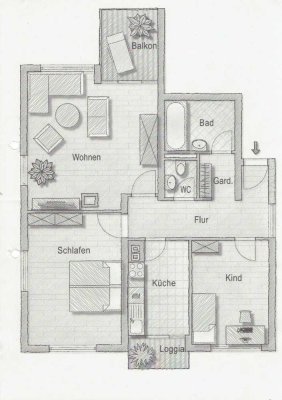 Helle 3-Zimmer Wohnung mit 2 Balkonen im 3. OG in Stuttgart Birkach