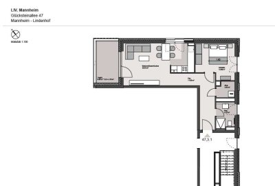 MA-Lindenhof, attraktive 2 - Zimmer-Wohnung - Wohnen in einer Parkanlage