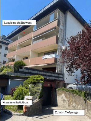Eigentumswohnung in ruhiger Lage inkl. Tiefgaragenstellplatz und großer Loggia in Südwestausrichtung im 3. Obergeschoss mit schönem Ausblick