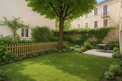 GARTENGLÜCK IN CITYNÄHE | 2 Zimmer | ca. 45 m² WFL | ca. 24 m² Garten + ca. 5 m² Terrasse