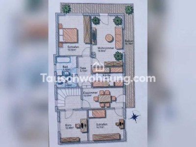 Tauschwohnung: 4 Zimmer Altbau Wohnung 1.OG mit Balkon und Dachboden