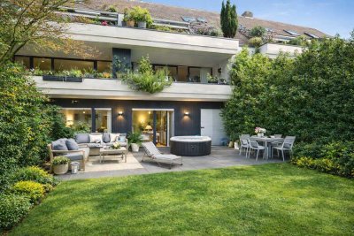 Roßpfad Rheindamm: 5-Zi-Garten-Maisonette! ca. 181 m² Wfl.! Kamin! Sauna! Sonnen-Loggia! TG-Platz!