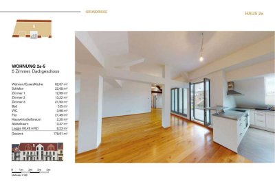 ***Luxuriöse 5 Zi. Altbauwohnung im DG, WE 2a-5 mit Balkon + Loggia***