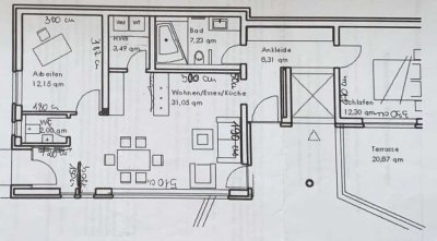 Exklusive 3-Raum-Terrassenwohnung mit gehobener Innenausstattung mit Einbauküche in Sailauf