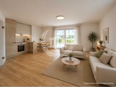 Sofort verfügbar: 3-Zi-Neubauwohnung im EG mit Terrasse & Garten | KfW40 QNG | TG-Stellplatz | W01
