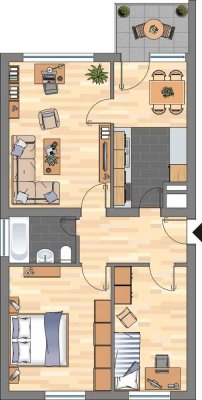 2-Zimmer-Wohnung in Weddinghofen frei, mit neuen Badezimmer