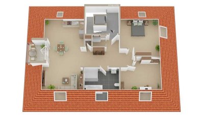 SOFORT bezugsfrei - DG Wohnung in Bad Laer, Nähe Kurpark - Loggia, Carport u. Gartenanteil