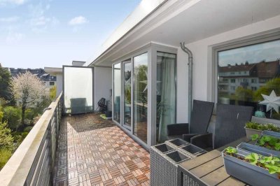 Barmbek - mit Teich am Haus: Zauberhaftes City-Appartement mit Dachterrassen u. Garagenstellplatz..!