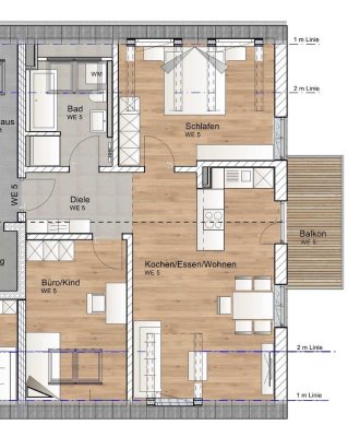 3 Zimmer Dachgeschosswohnung mit Südbalkon