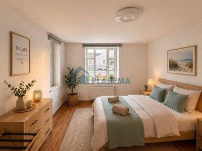 Gewerbliche Weitervermietung: 1- Zimmer, Erdgeschoss mit Einbauküche und Balkon