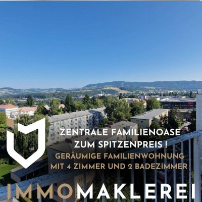 + ZENTRALE FAMILIENOASE ZUM SPITZENPREIS +GERÄUMIGE FAMILIENWOHNUNG MIT 4 ZIMMER UND 2 BADEZIMMER !