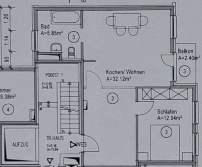 Vollmöblierte 2-Zimmer Wohnung,  Nähe Berger Straße 4.OG Links