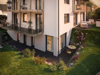 Stilvolle Gartenwohnung in Daglfing: Südterrasse, Privatgarten, nachhaltige Wohnqualität in Bestlage