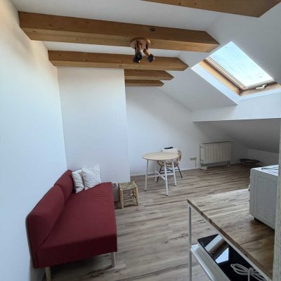 Helle, frisch renovierte und voll möblierte 1-Zimmer-Dachgeschosswohnung mit Zusatzraum