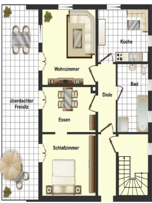 Stilvolle, renovierte 3-Raum-EG-Wohnung mit Terrasse und EBK in Wifling