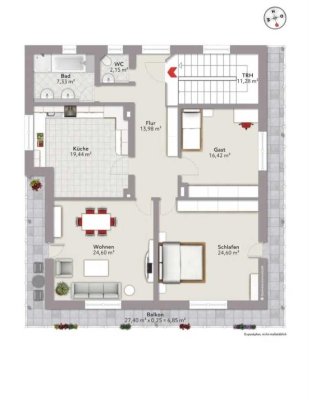 Geschmackvolle 3-Zimmer-Wohnung mit EBK in Marquartstein