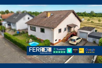 Bungalowtraum in Riedstadt-Leeheim: 8-Zimmer-Idylle mit Einliegerwohnung, Terrasse & Blick ins Grüne