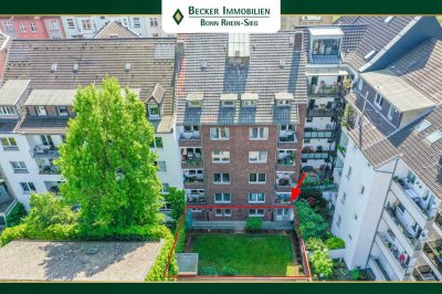 Attraktive, renovierte 2-Zimmer-Wohnung mit großzügigem, eigenem Garten in Düsseldorf - Golzheim
