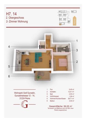 **Schöne 2-Zimmer-Wohnung im 2. OG mit Balkon**
