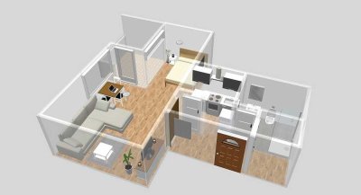 Schöne 1,5 Zimmer Wohnung mit Balkon + TG + Sauna + Schwimmbad