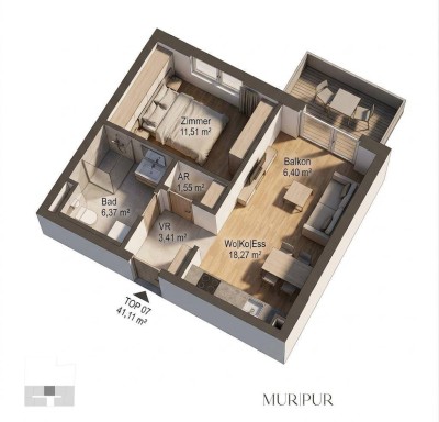 PURE ON THE MUR RIVER - unser neues Wohnprojekt an der Mur - TOP 7; MP