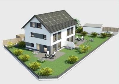 Moderne und energieeffiziente Doppelhaushälfte KFW40 (Planung entspricht der Visualisierung)