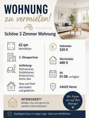 Mietwohnung 62qm 3 Zimmer in Herne Holsterhausen