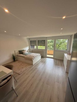 Neue, komplett möblierte, exklusive 1-Zimmer-Wohnung mit EBK und Balkon in Linkenheim-Hochstetten
