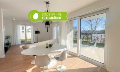 Neubauglück mit extra Küchenbudget*! Kurzfristig bezugsfertige 4-Zimmer-Whg mit Terrasse und Garten